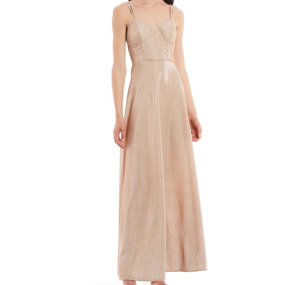 NWT Xtraordinary, Beautiful Maxi Prom Dress, Salmon Color, Silver Glitter